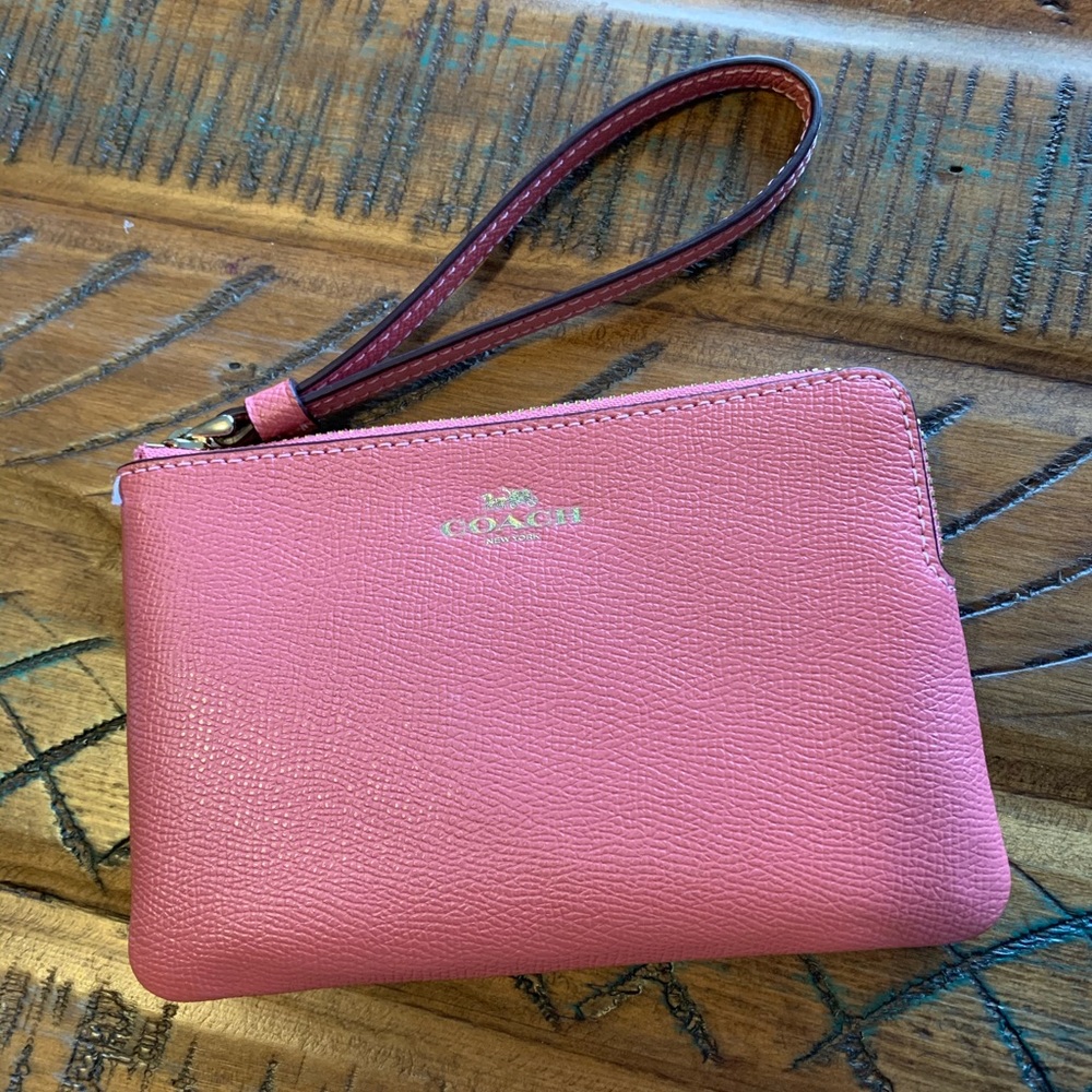 COACH corner zip wristlet